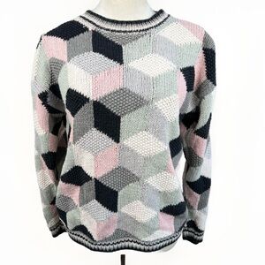 Vintage Capezio Handknits Women's 3D Geometric Knit Sweater Size S